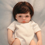 12" Full Silicone Newborn Lucas, 0.86KG Realistic Weighted Baby Doll with White Outfit, Lifelike Reborn Toddler Doll for Collectors & Kids