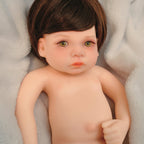 12" Full Silicone Newborn Lucas, 0.86KG Realistic Weighted Baby Doll with White Outfit, Lifelike Reborn Toddler Doll for Collectors & Kids