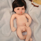 12" Full Silicone Newborn Lucas, 0.86KG Realistic Weighted Baby Doll with White Outfit, Lifelike Reborn Toddler Doll for Collectors & Kids