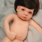 12" Full Silicone Newborn Lucas, 0.86KG Realistic Weighted Baby Doll with White Outfit, Lifelike Reborn Toddler Doll for Collectors & Kids