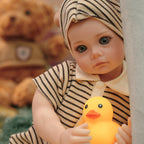 16in Full Silicone Reborn Baby Doll "Shadow" - Realistic Toddler with Dark Gray Outfit, 1.65kg Weighted Body for Lifelike Presence