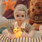 16in Full Silicone Reborn Baby Doll "Shadow" - Realistic Toddler with Dark Gray Outfit, 1.65kg Weighted Body for Lifelike Presence