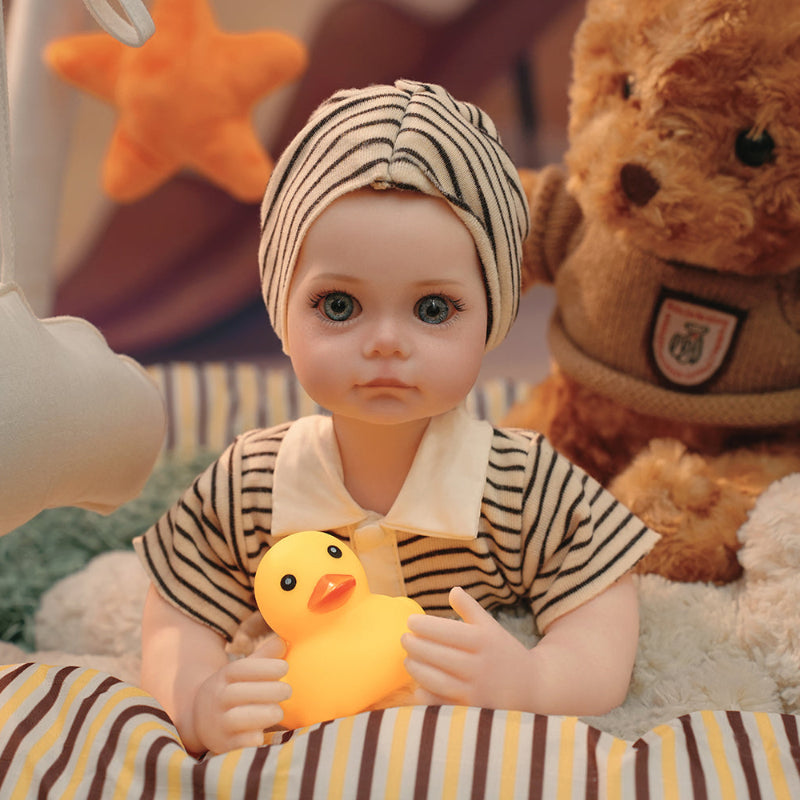 16in Full Silicone Reborn Baby Doll "Shadow" - Realistic Toddler with Dark Gray Outfit, 1.65kg Weighted Body for Lifelike Presence