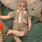 16in Full Silicone Reborn Baby Doll "Shadow" - Realistic Toddler with Dark Gray Outfit, 1.65kg Weighted Body for Lifelike Presence