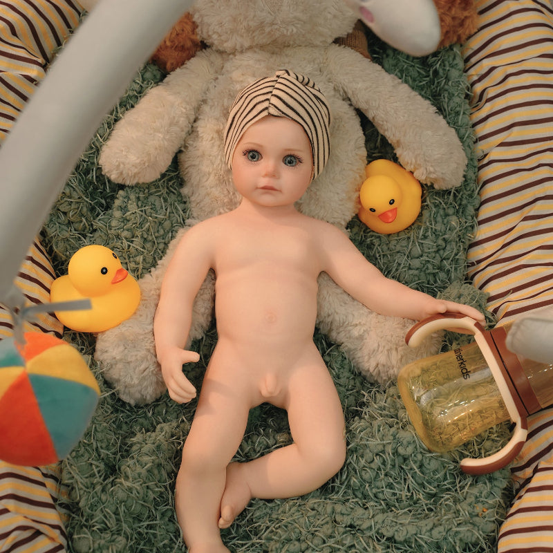 16in Full Silicone Reborn Baby Doll "Shadow" - Realistic Toddler with Dark Gray Outfit, 1.65kg Weighted Body for Lifelike Presence