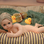 16in Full Silicone Reborn Baby Doll "Shadow" - Realistic Toddler with Dark Gray Outfit, 1.65kg Weighted Body for Lifelike Presence