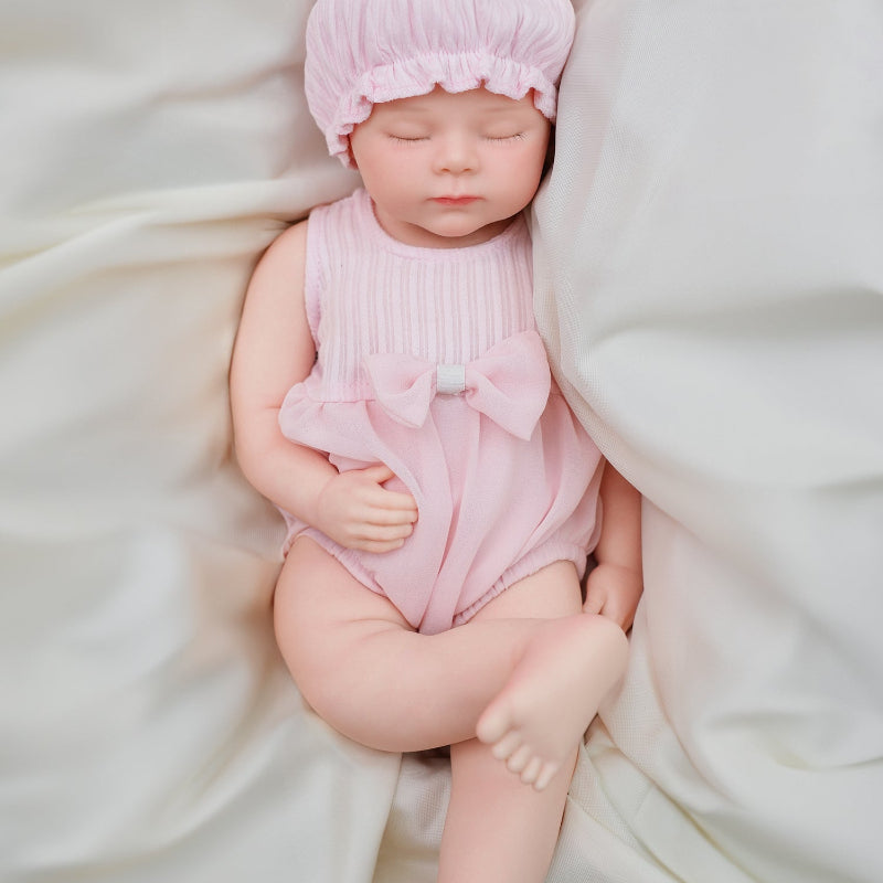 16in Full Silicone Reborn Baby Doll "Blossom" - Lifelike Newborn with Pink Outfit, 1.76kg Weighted Body for Realistic Touch