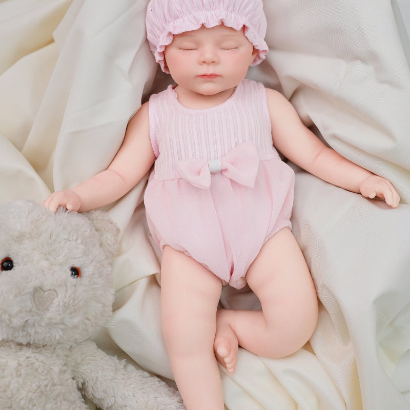 16in Full Silicone Reborn Baby Doll "Blossom" - Lifelike Newborn with Pink Outfit, 1.76kg Weighted Body for Realistic Touch