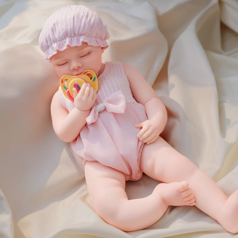 16in Full Silicone Reborn Baby Doll "Blossom" - Lifelike Newborn with Pink Outfit, 1.76kg Weighted Body for Realistic Touch