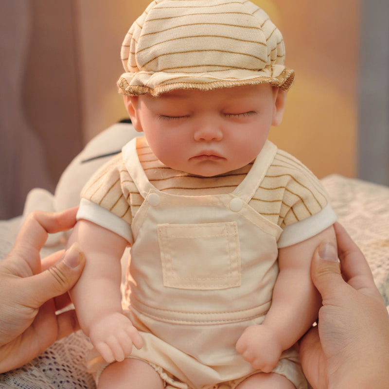 16in Full Silicone Reborn Baby Doll "Oatmeal" - Lifelike Infant with Beige Knitted Outfit, 1.65kg Weighted Body for Realistic Hold