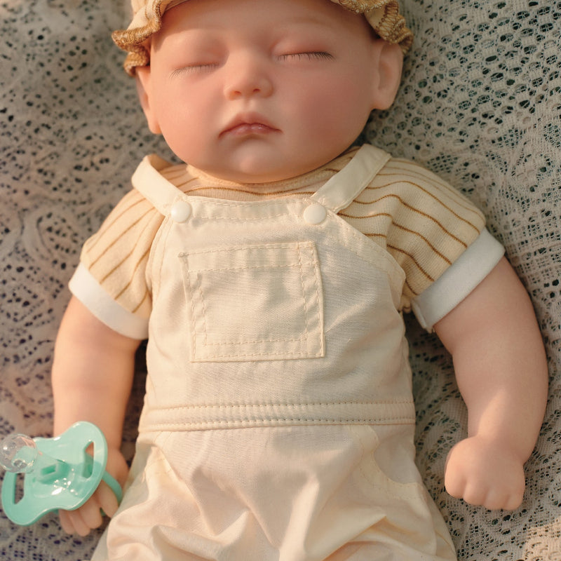16in Full Silicone Reborn Baby Doll "Oatmeal" - Lifelike Infant with Beige Knitted Outfit, 1.65kg Weighted Body for Realistic Hold