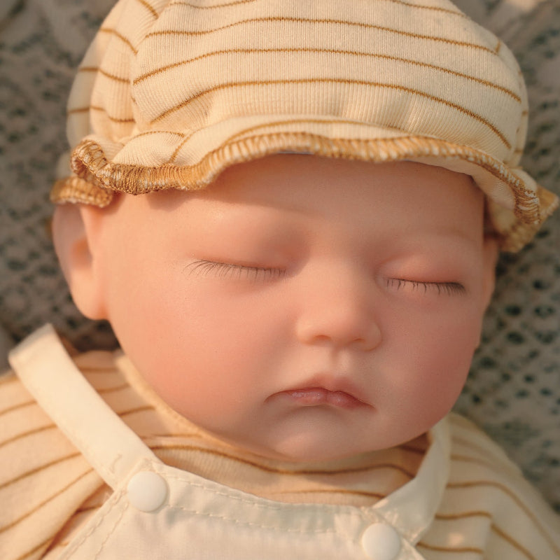 16in Full Silicone Reborn Baby Doll "Oatmeal" - Lifelike Infant with Beige Knitted Outfit, 1.65kg Weighted Body for Realistic Hold