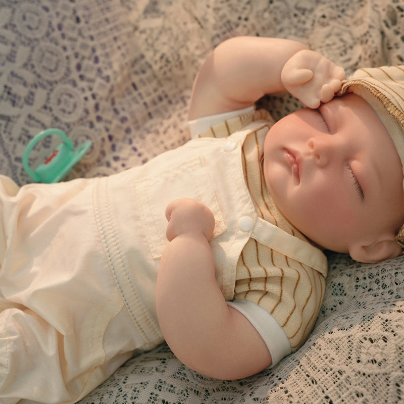 16in Full Silicone Reborn Baby Doll "Oatmeal" - Lifelike Infant with Beige Knitted Outfit, 1.65kg Weighted Body for Realistic Hold