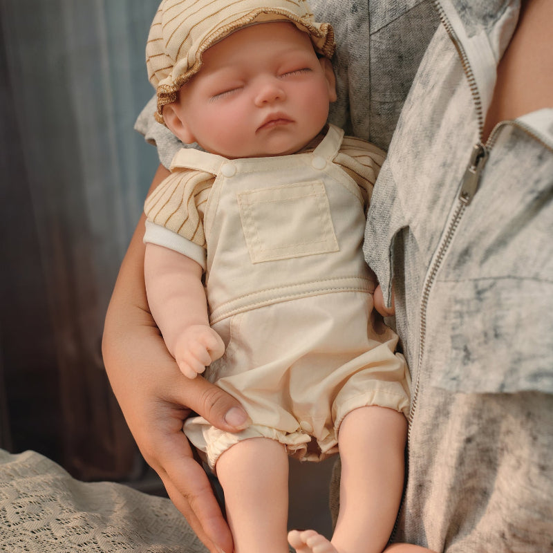16in Full Silicone Reborn Baby Doll "Oatmeal" - Lifelike Infant with Beige Knitted Outfit, 1.65kg Weighted Body for Realistic Hold