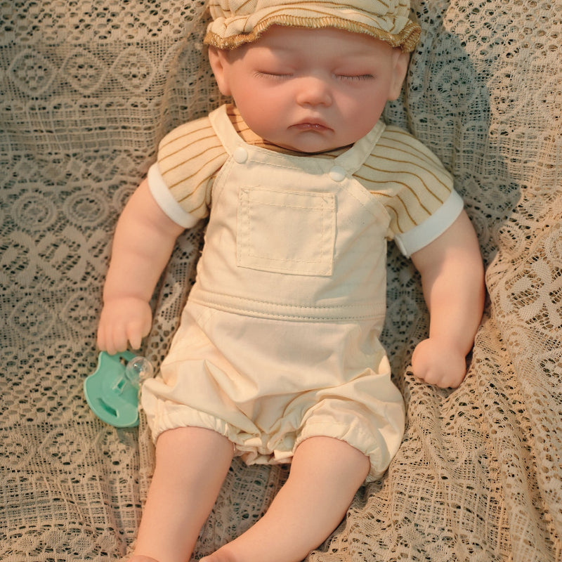 16in Full Silicone Reborn Baby Doll "Oatmeal" - Lifelike Infant with Beige Knitted Outfit, 1.65kg Weighted Body for Realistic Hold