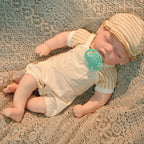 16in Full Silicone Reborn Baby Doll "Oatmeal" - Lifelike Infant with Beige Knitted Outfit, 1.65kg Weighted Body for Realistic Hold