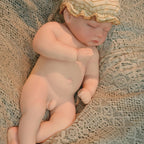 16in Full Silicone Reborn Baby Doll "Oatmeal" - Lifelike Infant with Beige Knitted Outfit, 1.65kg Weighted Body for Realistic Hold