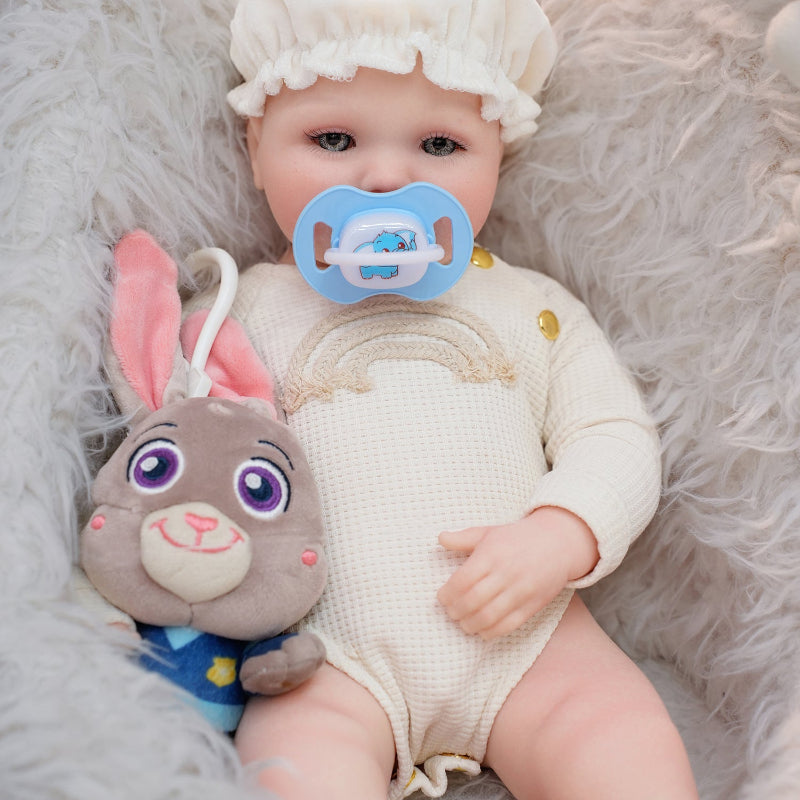 16in Full Silicone Reborn Baby Doll "Snowball" - Realistic Newborn with White Outfit & Hat, 1.65kg Weighted Body for Lifelike Feel