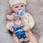 16in Full Silicone Reborn Baby Doll "Snowball" - Realistic Newborn with White Outfit & Hat, 1.65kg Weighted Body for Lifelike Feel
