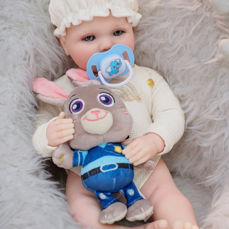 16in Full Silicone Reborn Baby Doll "Snowball" - Realistic Newborn with White Outfit & Hat, 1.65kg Weighted Body for Lifelike Feel
