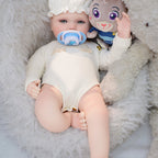 16in Full Silicone Reborn Baby Doll "Snowball" - Realistic Newborn with White Outfit & Hat, 1.65kg Weighted Body for Lifelike Feel