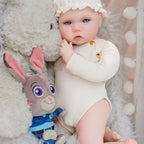 16in Full Silicone Reborn Baby Doll "Snowball" - Realistic Newborn with White Outfit & Hat, 1.65kg Weighted Body for Lifelike Feel