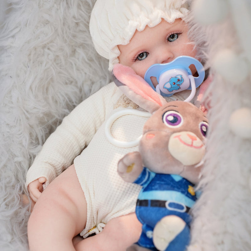 16in Full Silicone Reborn Baby Doll "Snowball" - Realistic Newborn with White Outfit & Hat, 1.65kg Weighted Body for Lifelike Feel