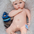 16in Full Silicone Reborn Baby Doll "Snowball" - Realistic Newborn with White Outfit & Hat, 1.65kg Weighted Body for Lifelike Feel