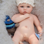 16in Full Silicone Reborn Baby Doll "Snowball" - Realistic Newborn with White Outfit & Hat, 1.65kg Weighted Body for Lifelike Feel
