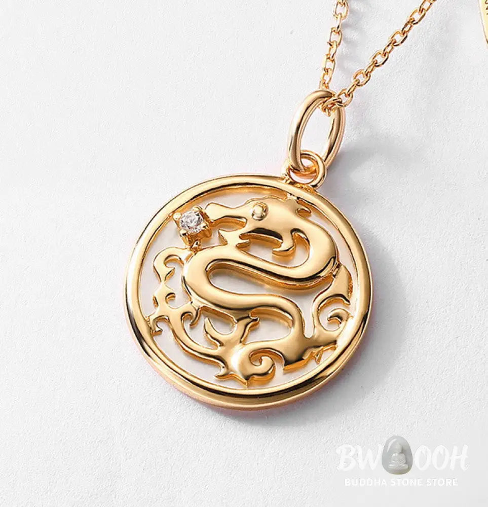 ❗❗❗A Flash Sale- Buddha Stones 925 Sterling Silver Tridacna Stone Year of the Dragon Fu Character Luck Strength