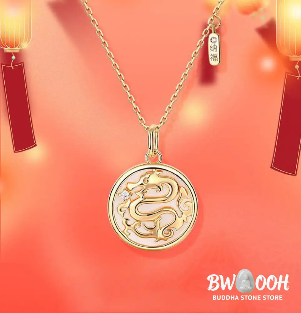 ❗❗❗A Flash Sale- Buddha Stones 925 Sterling Silver Tridacna Stone Year of the Dragon Fu Character Luck Strength