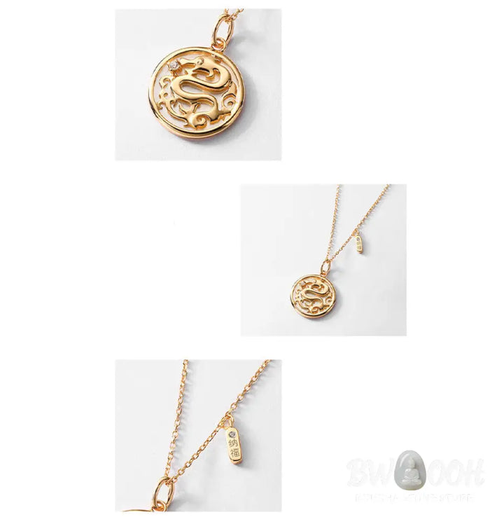 ❗❗❗A Flash Sale- Buddha Stones 925 Sterling Silver Tridacna Stone Year of the Dragon Fu Character Luck Strength