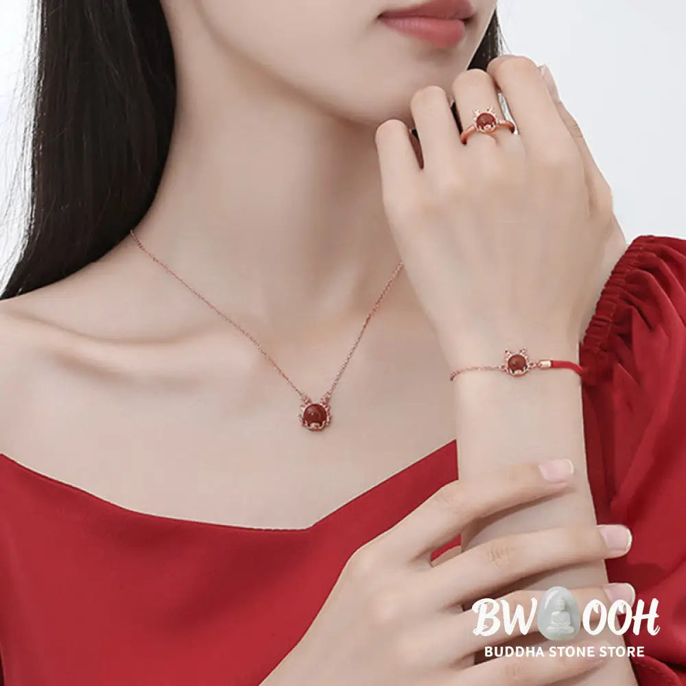 ❗❗❗A Flash Sale- Buddha Stones 925 Sterling Silver Year of the Dragon Cinnabar Red Agate Dragon Protection Bracelet
