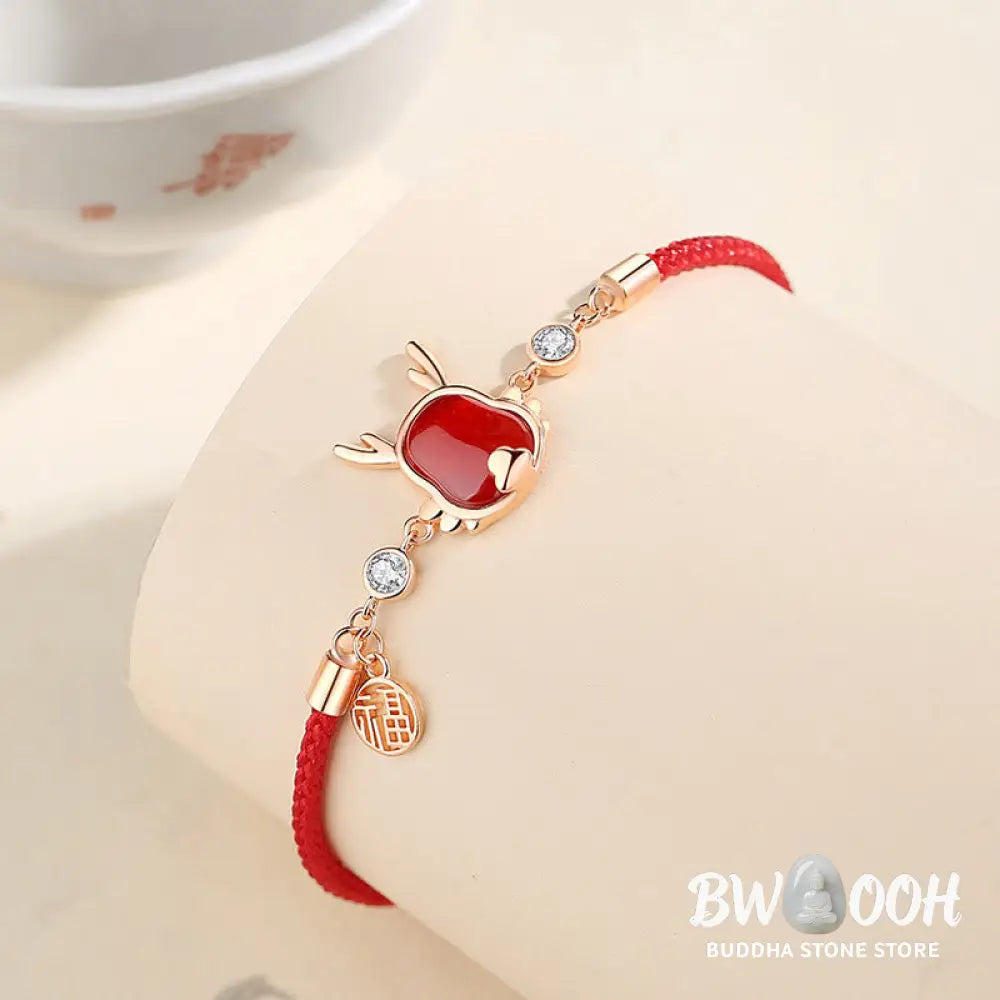 ❗❗❗A Flash Sale- Buddha Stones 925 Sterling Silver Year of the Dragon Natural Red Agate Dragon Attract Fortune Fu