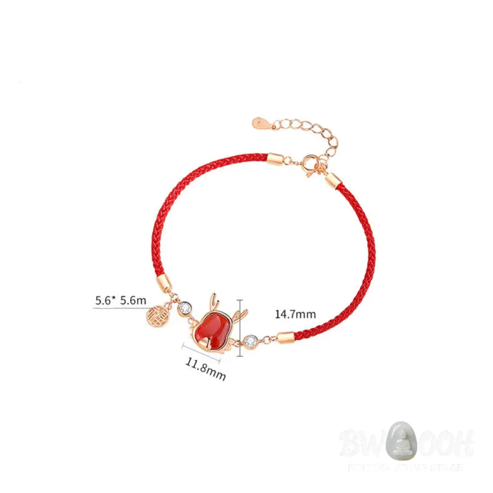 ❗❗❗A Flash Sale- Buddha Stones 925 Sterling Silver Year of the Dragon Natural Red Agate Dragon Attract Fortune Fu