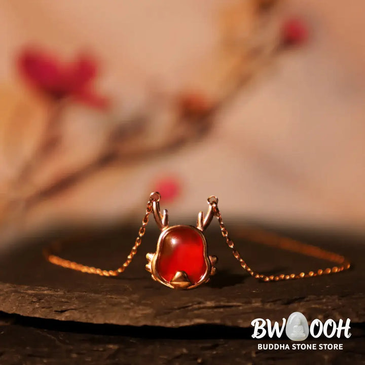❗❗❗A Flash Sale- Buddha Stones 925 Sterling Silver Year of the Dragon Natural Red Agate Dragon Attract Fortune Fu