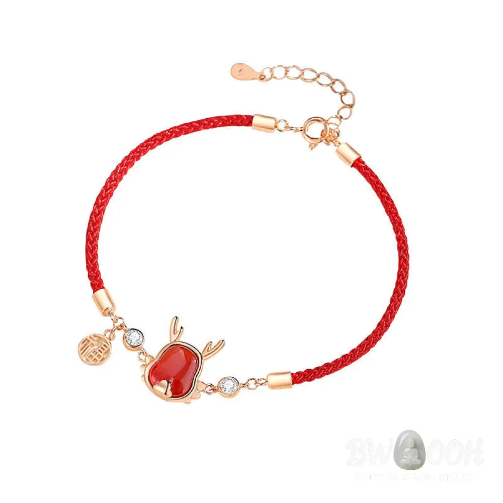 ❗❗❗A Flash Sale- Buddha Stones 925 Sterling Silver Year of the Dragon Natural Red Agate Dragon Attract Fortune Fu