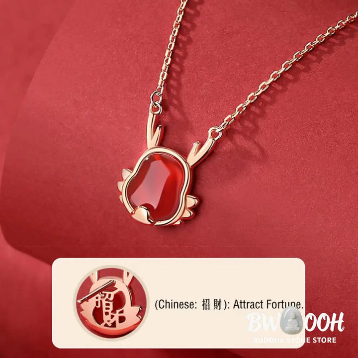 ❗❗❗A Flash Sale- Buddha Stones 925 Sterling Silver Year of the Dragon Natural Red Agate Dragon Attract Fortune Fu
