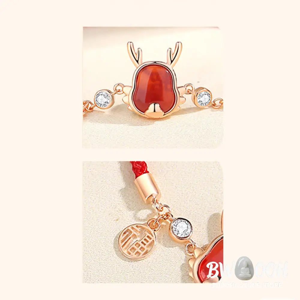 ❗❗❗A Flash Sale- Buddha Stones 925 Sterling Silver Year of the Dragon Natural Red Agate Dragon Attract Fortune Fu