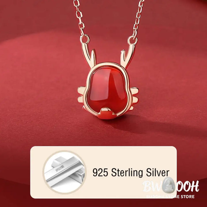 ❗❗❗A Flash Sale- Buddha Stones 925 Sterling Silver Year of the Dragon Natural Red Agate Dragon Attract Fortune Fu