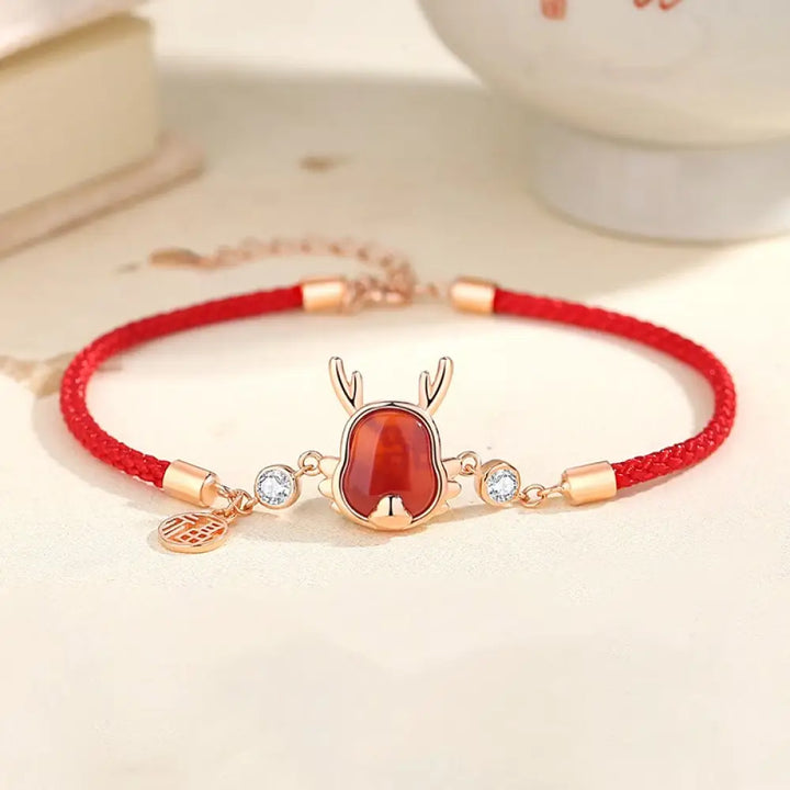 ❗❗❗A Flash Sale- Buddha Stones 925 Sterling Silver Year of the Dragon Natural Red Agate Dragon Attract Fortune Fu