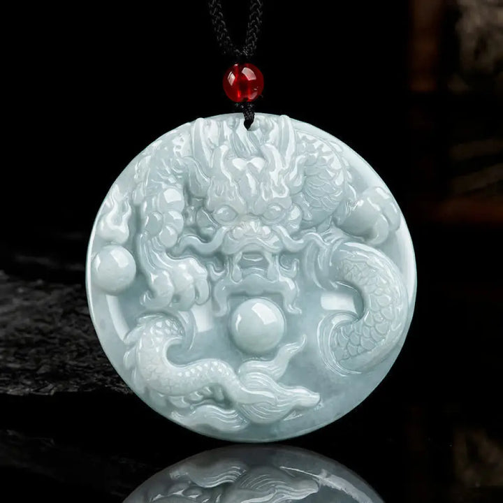 BWOOOH Chinese Zodiac Dragon Jade Success Amulet String Necklace feng shui jewelry