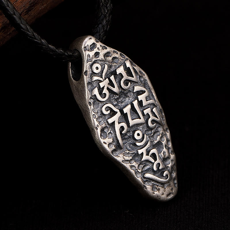 BWOOOH Tibetan 925 sterling silver Om Mani Padme Hum Dorje Vajra engraved strength necklace Buddhist amulet