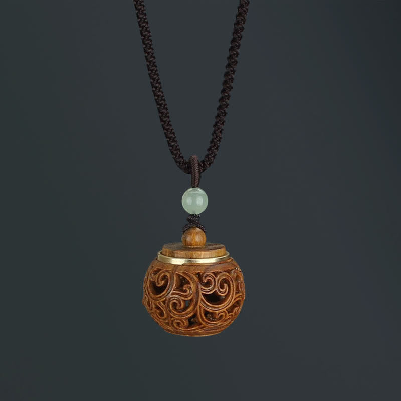 BWOOOH Tibet Green Sandalwood Rosewood Om Mani Padme Hum Lotus Positive Soothing Necklace Pendant