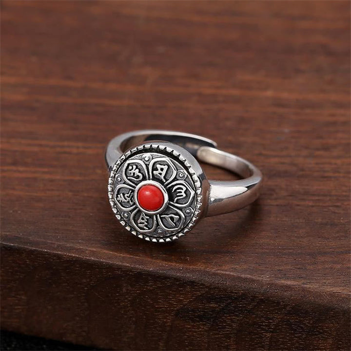 BWOOOH Tibetan Om Mani Padme Hum Peace Rotatable Ring