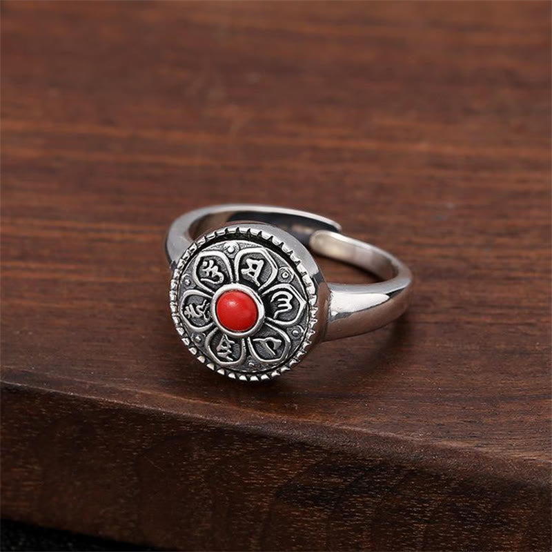 BWOOOH Tibetan Om Mani Padme Hum Peace Rotatable Ring