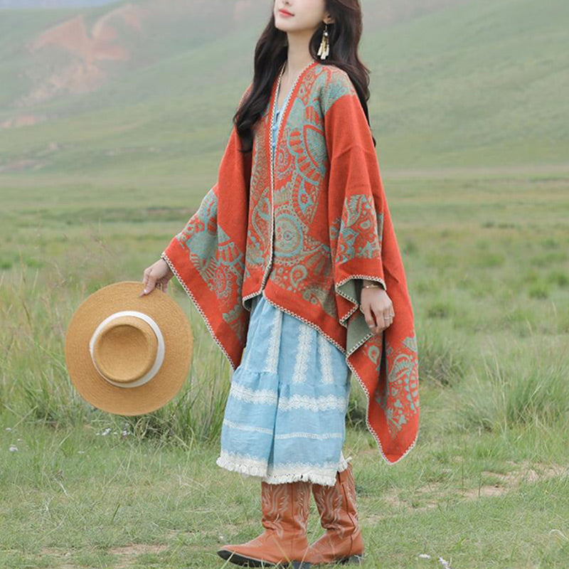 BWOOOH Tibetan Shawl Simple Pattern Winter Cozy Travel Sc
