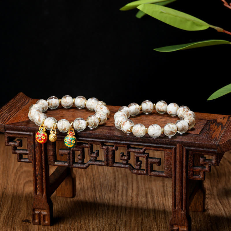 BWOOOH Gold Swallowing Beast Family Charm Luminous Fluorescent Liuli Glass Bead Success Bracelet
