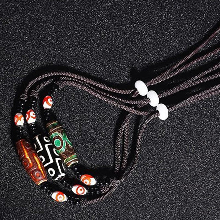 BWOOOH Tibetan Nine-Eye Dzi Bead Protection String Necklace