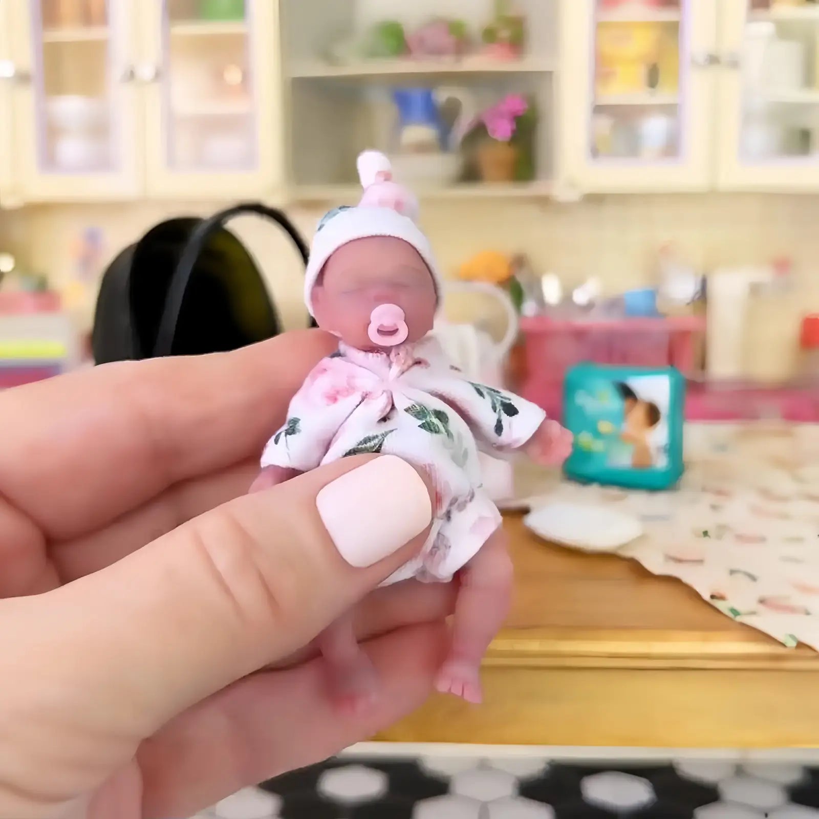 3 Inches Mini Reborn Full Liquid Solid Platinum Silicone Baby Girl Doll